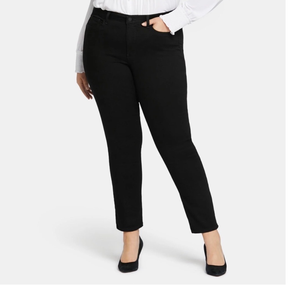 NYDJ Sheri Slim Straight Jeans Black High Rise Plus Size 24WP WPNBBSS8812 NWT